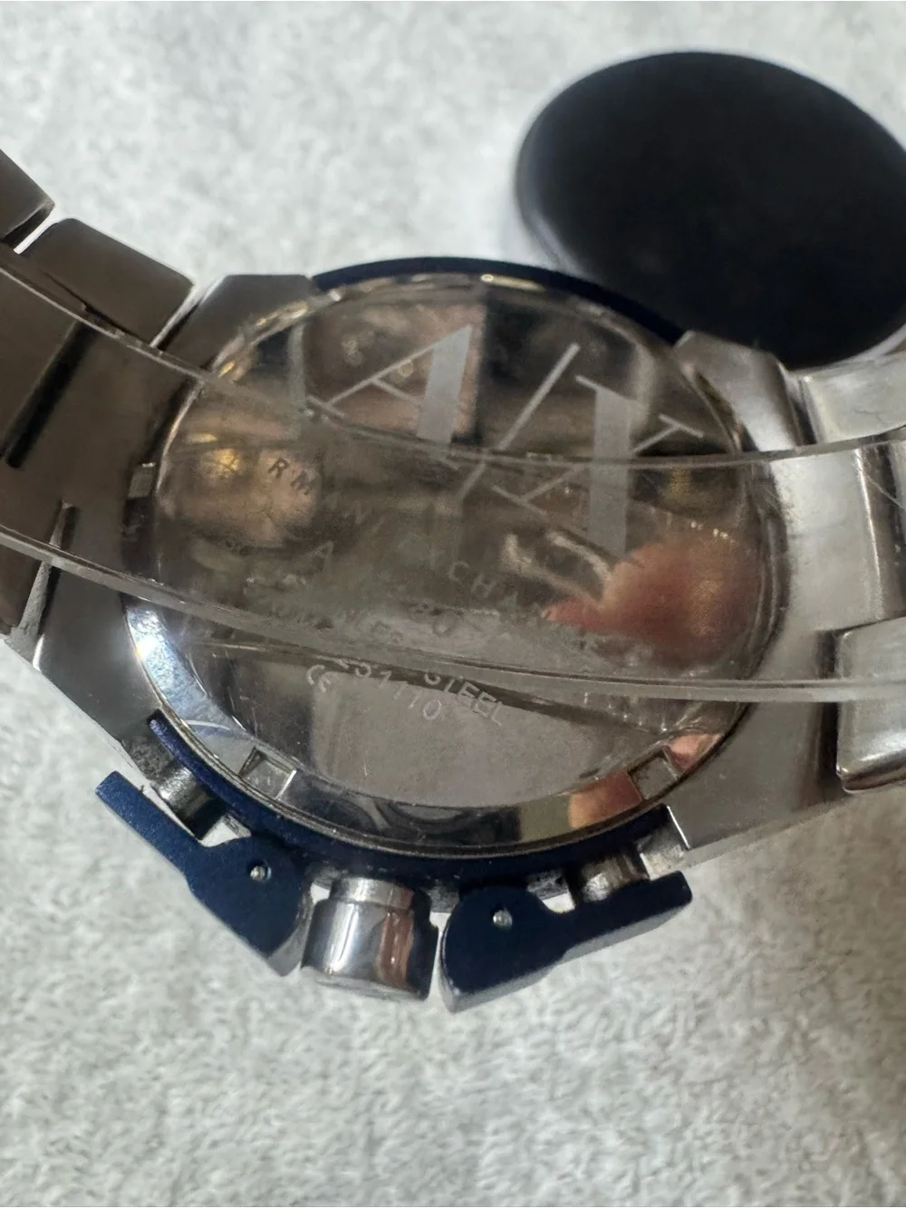 A/X Armani Exchange Men's Blue Dial Silver-Tone Chronograph Watch